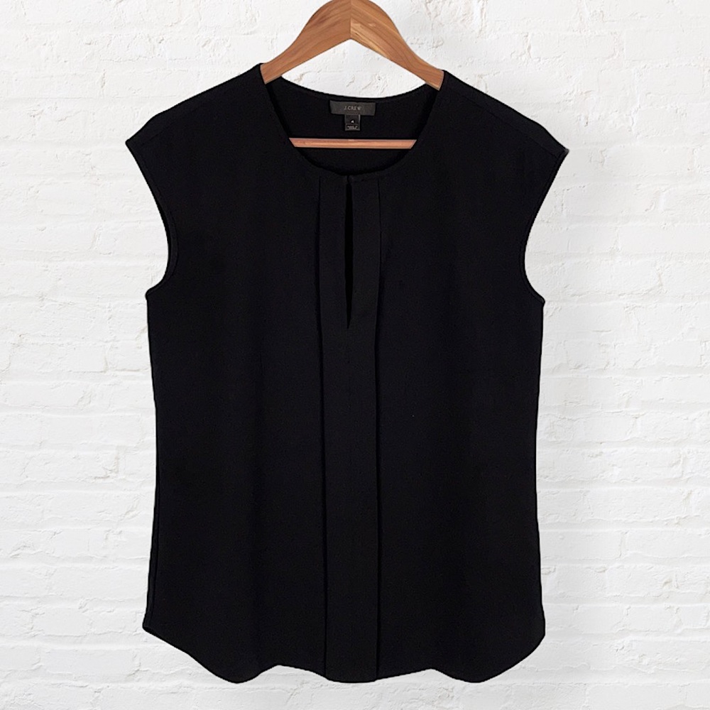 J. Crew Black Split Neck Sleeveless Blouse 4